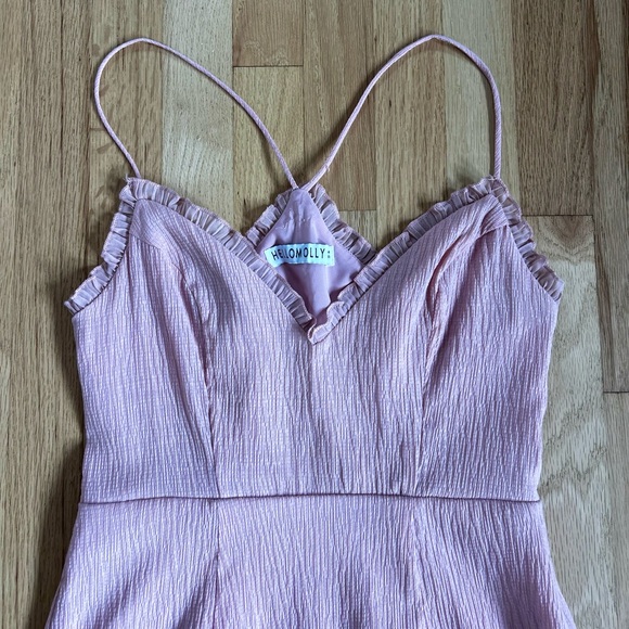 HELLO MOLLY scorpio season mini dress ruffle coquette feminine blush pink size M - Picture 7 of 14